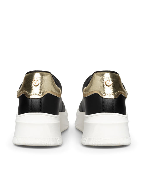 Tenis Negro Talón Oro 7072